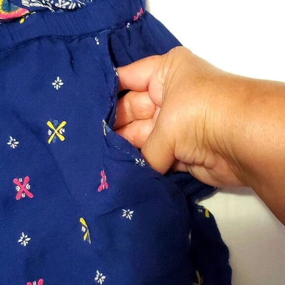 Roxy Boho Navy Medallion Print Surplice Front Flowy Romper - Picture 11 of 14
